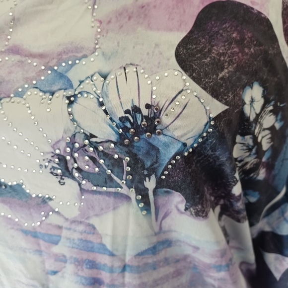 Style & Co. Purple Floral Blouse Top Size Medium Petite - Picture 8 of 9